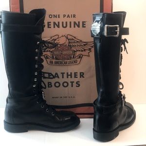 Harley Davidson black leather lace up boots size 5.5